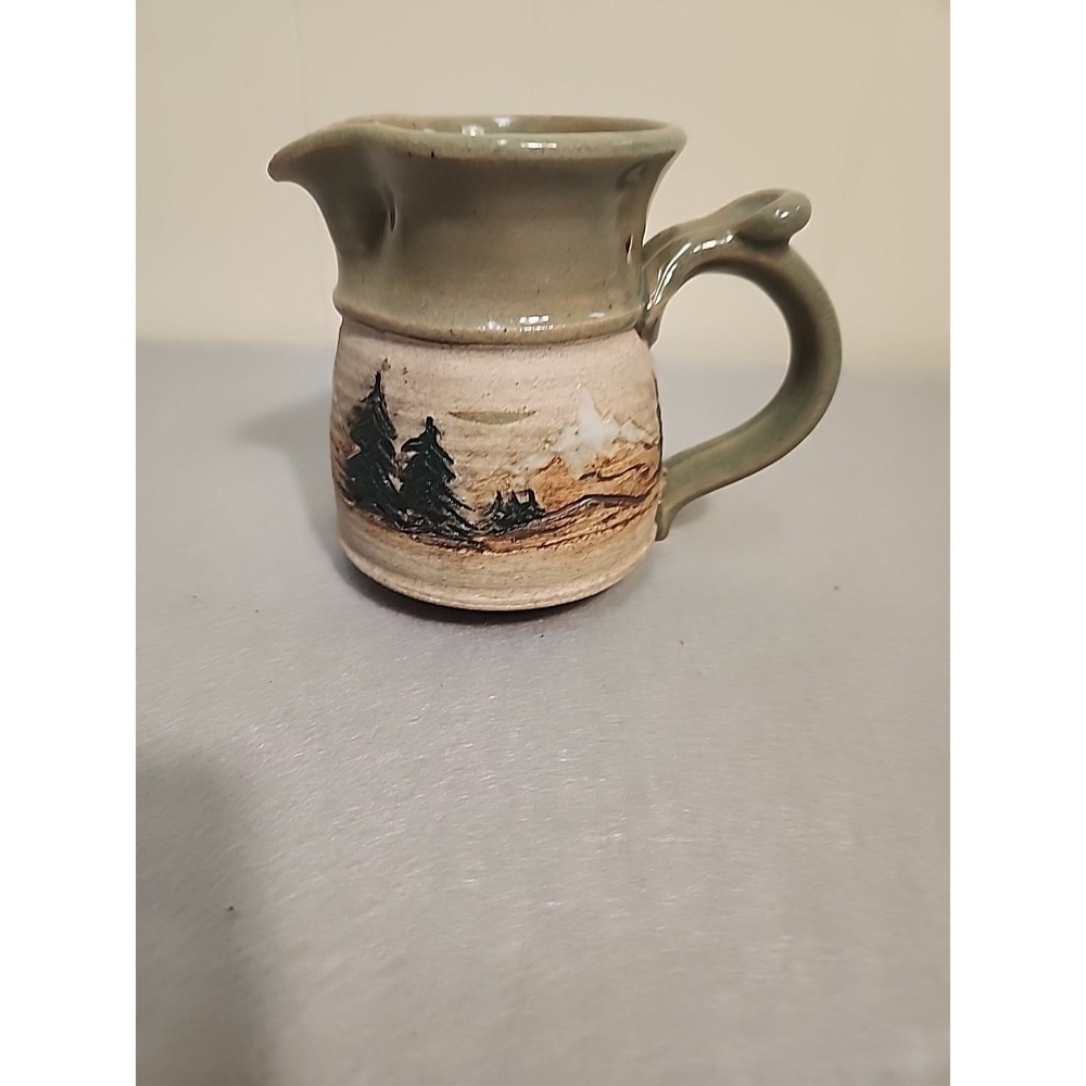 Handmade‎ Ceramic Pitcher Mountain Scene